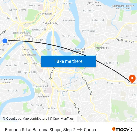Baroona Rd at Baroona Shops, Stop 7 to Carina map