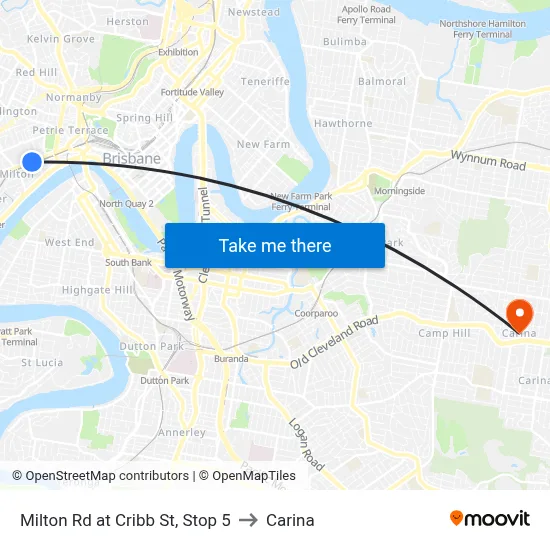 Milton Rd at Cribb St, Stop 5 to Carina map