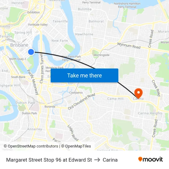 Margaret Street Stop 96 at Edward St to Carina map