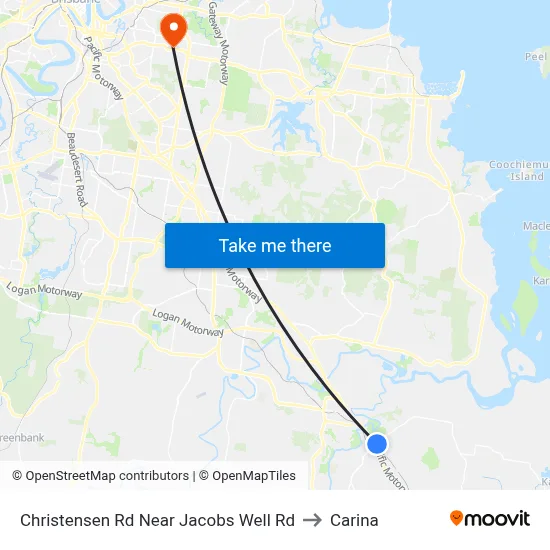 Christensen Rd Near Jacobs Well Rd to Carina map