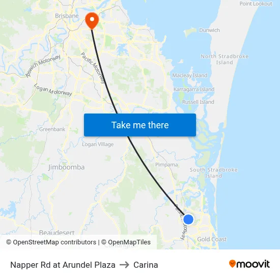 Napper Rd at Arundel Plaza to Carina map