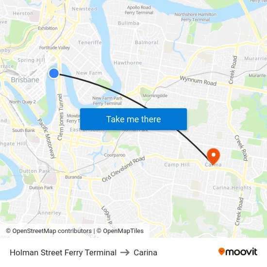 Holman Street Ferry Terminal to Carina map