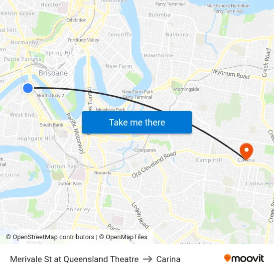Merivale St at Queensland Theatre to Carina map