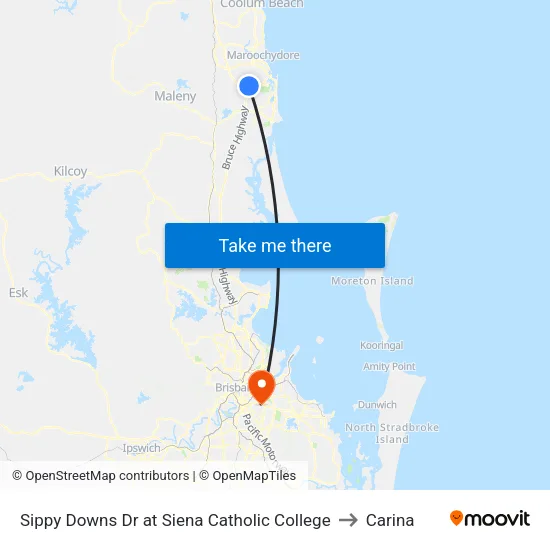 Sippy Downs Dr at Siena Catholic College to Carina map