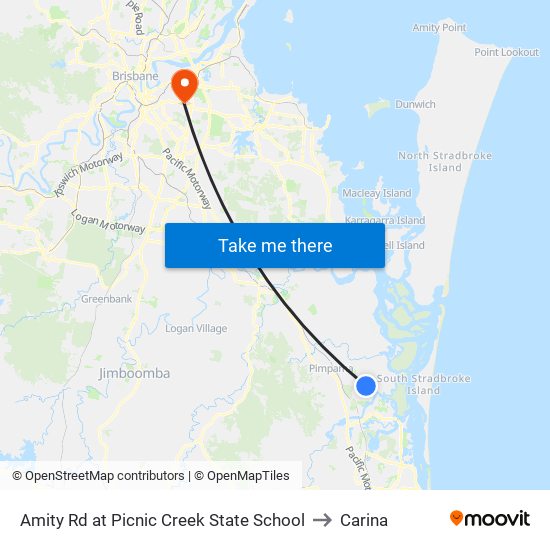 Amity Rd at Picnic Creek State School to Carina map