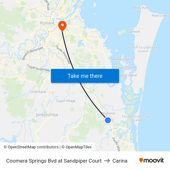 Coomera Springs Bvd at Sandpiper Court to Carina map