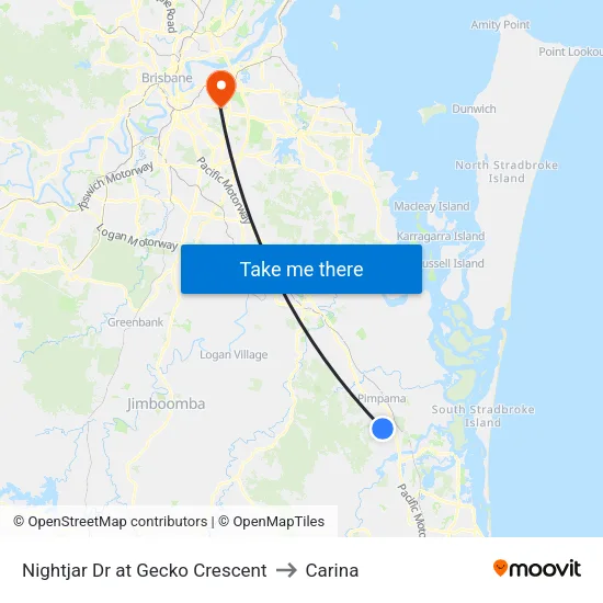 Nightjar Dr at Gecko Crescent to Carina map