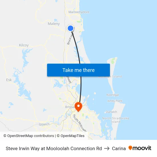Steve Irwin Way at Mooloolah Connection Rd to Carina map