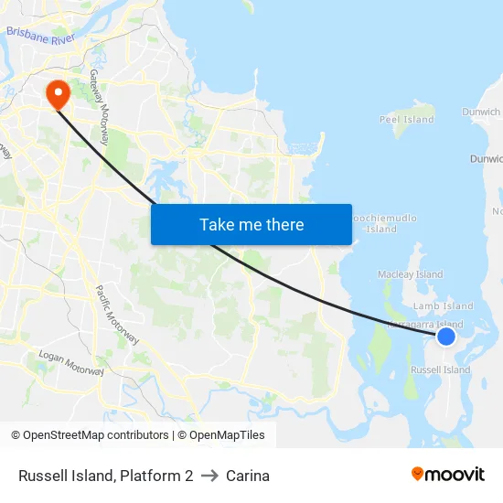 Russell Island Ferry Terminal 2 to Carina map