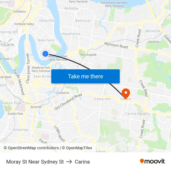 Moray St Near Sydney St to Carina map