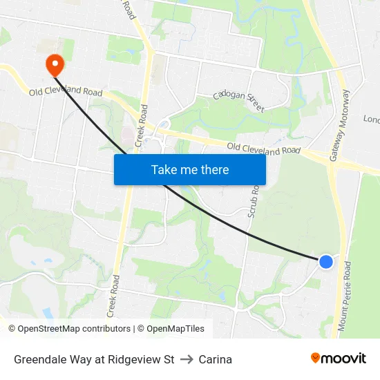Greendale Way at Ridgeview St to Carina map