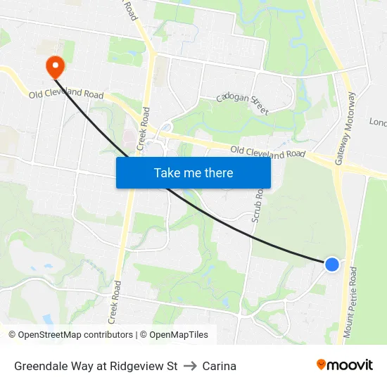 Greendale Way at Ridgeview St to Carina map