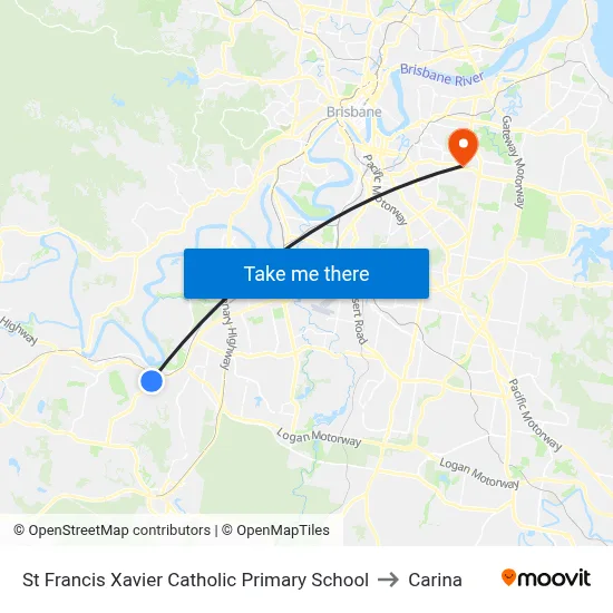 St Francis Xavier Catholic Primary School to Carina map