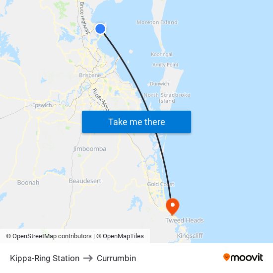 Kippa-Ring Station to Currumbin map