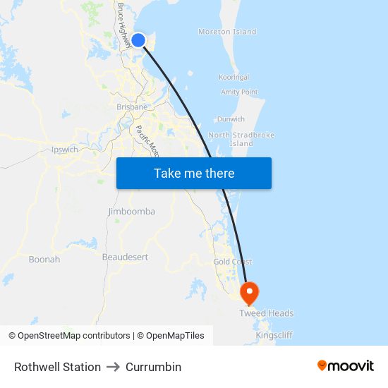 Rothwell Station to Currumbin map