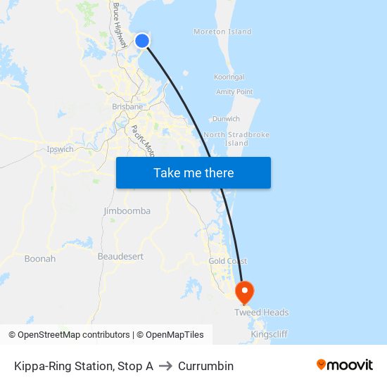 Kippa-Ring Station, Stop A to Currumbin map