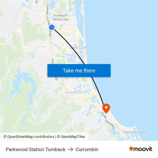 Parkwood Station Turnback to Currumbin map