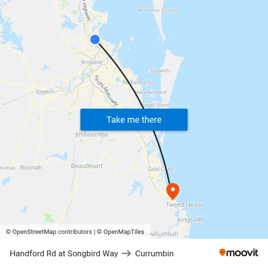 Handford Rd at Songbird Way to Currumbin map