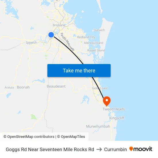 Goggs Rd Near Seventeen Mile Rocks Rd to Currumbin map