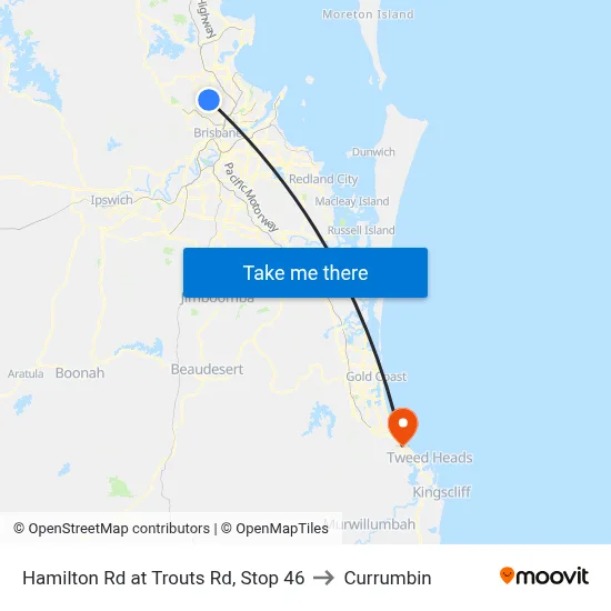 Hamilton Rd at Trouts Rd, Stop 46 to Currumbin map
