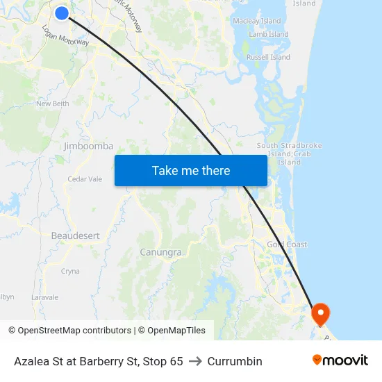 Azalea St at Barberry St, Stop 65 to Currumbin map
