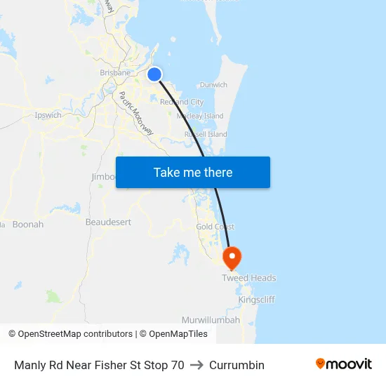 Manly Rd Near Fisher St Stop 70 to Currumbin map