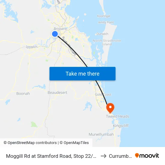 Moggill Rd at Stamford Road, Stop 22/23 to Currumbin map