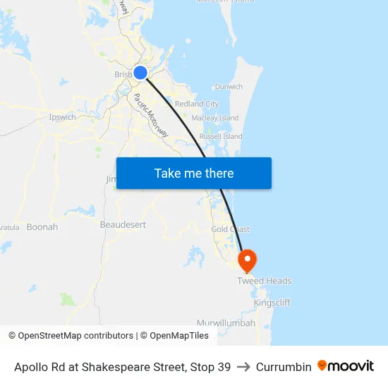 Apollo Rd at Shakespeare Street, Stop 39 to Currumbin map
