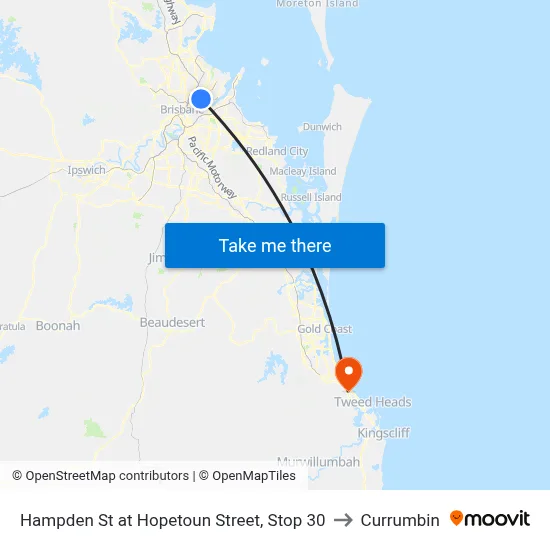 Hampden St at Hopetoun Street, Stop 30 to Currumbin map