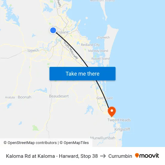 Kaloma Rd at Kaloma - Harward, Stop 38 to Currumbin map