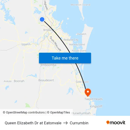Queen Elizabeth Dr at Eatonvale to Currumbin map