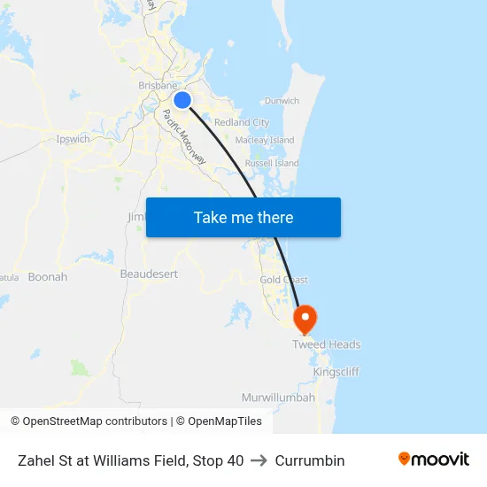 Zahel St at Williams Field, Stop 40 to Currumbin map