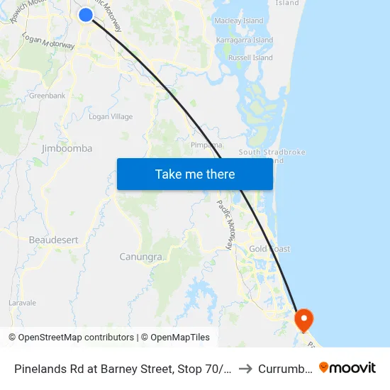 Pinelands Rd at Barney Street, Stop 70/71 to Currumbin map