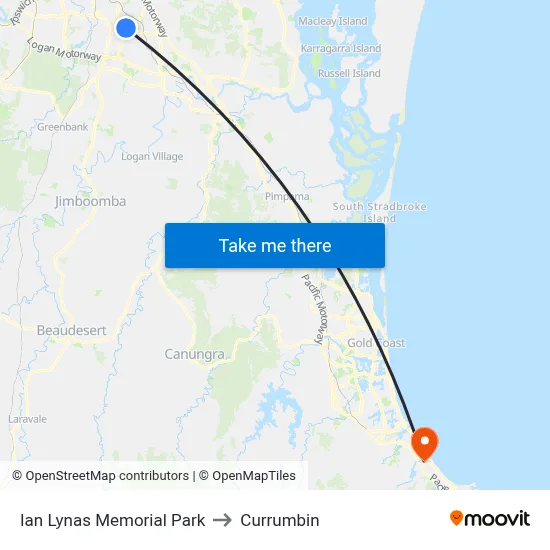 Ian Lynas Memorial Park to Currumbin map