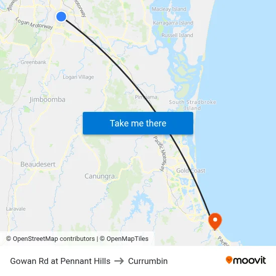 Gowan Rd at Pennant Hills to Currumbin map