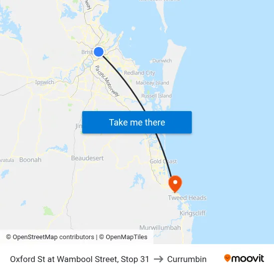 Oxford St at Wambool Street, Stop 31 to Currumbin map