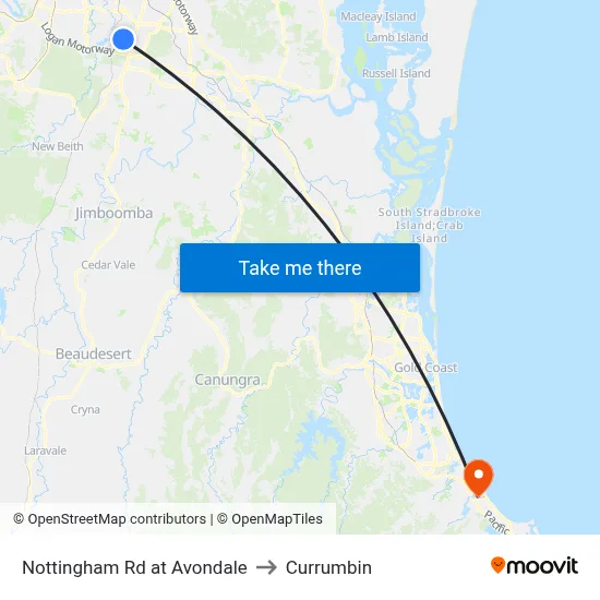 Nottingham Rd at Avondale to Currumbin map