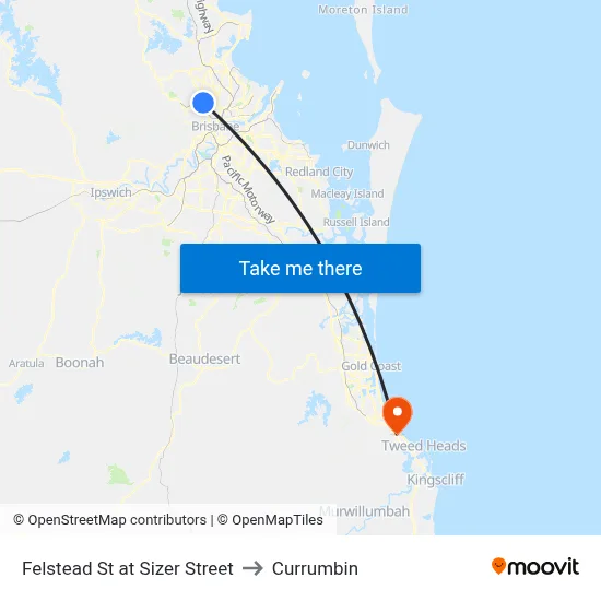 Felstead St at Sizer Street to Currumbin map