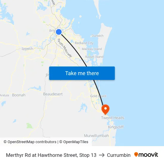 Merthyr Rd at Hawthorne Street, Stop 13 to Currumbin map