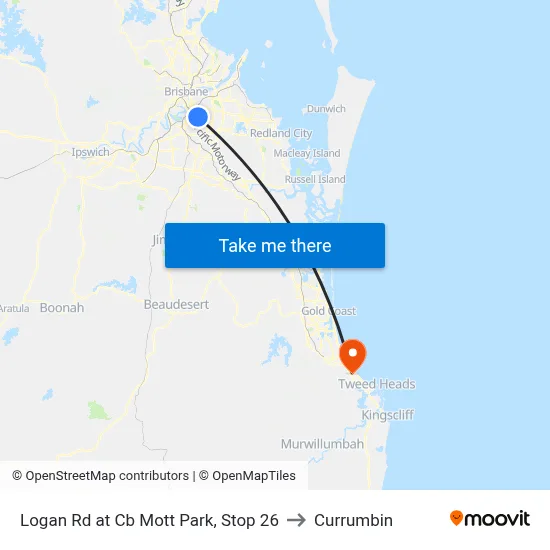 Logan Rd at Cb Mott Park, Stop 26 to Currumbin map