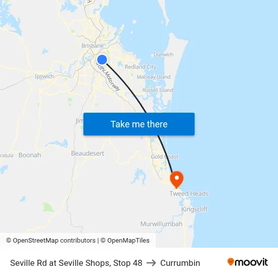 Seville Rd at Seville Shops, Stop 48 to Currumbin map