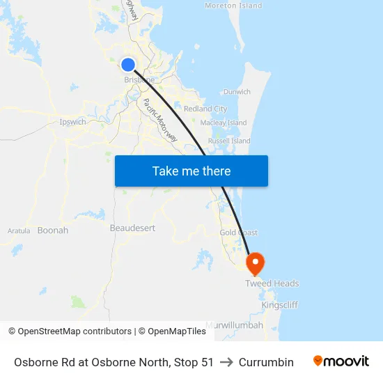 Osborne Rd at Osborne North, Stop 51 to Currumbin map