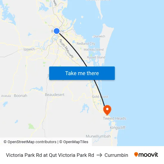 Victoria Park Rd at Qut Victoria Park Rd to Currumbin map