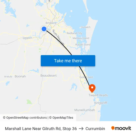 Marshall Lane Near Gilruth Rd, Stop 36 to Currumbin map