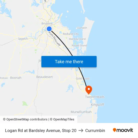 Logan Rd at Bardsley Avenue, Stop 20 to Currumbin map