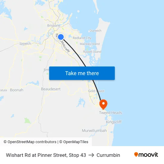 Wishart Rd at Pinner Street, Stop 43 to Currumbin map