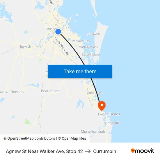 Agnew St Near Walker Ave, Stop 42 to Currumbin map