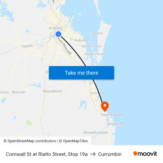 Cornwall St at Rialto Street, Stop 19a to Currumbin map