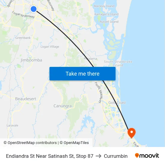 Endiandra St Near Satinash St, Stop 87 to Currumbin map