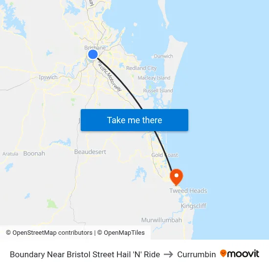 Boundary Near Bristol Street Hail 'N' Ride to Currumbin map